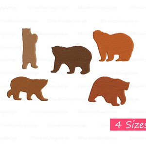 Mini Bear Silhouette Embroidery Designs, Bear Embroidery Design, Animal Embroidery Design, Machine Embroidery Design, 4 Sizes