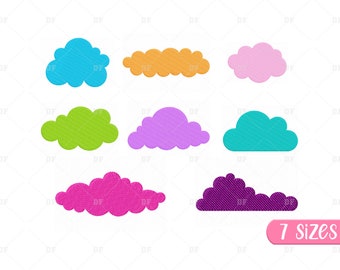 Paquete de diseños de bordado de mini nubes: 7 tamaños (descarga digital)