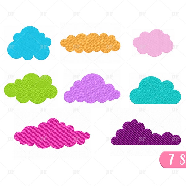 Mini Cloud Embroidery Design, Cloud embroidery design Bundle, Mini design cloud, Embroidery cloud,  7 sizes