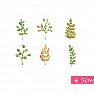 Mini Leaves Embroidery Designs, Leaves Embroidery Designs, Tropical Leaves Embroidery Design, 6 Designs, 4 Sizes
