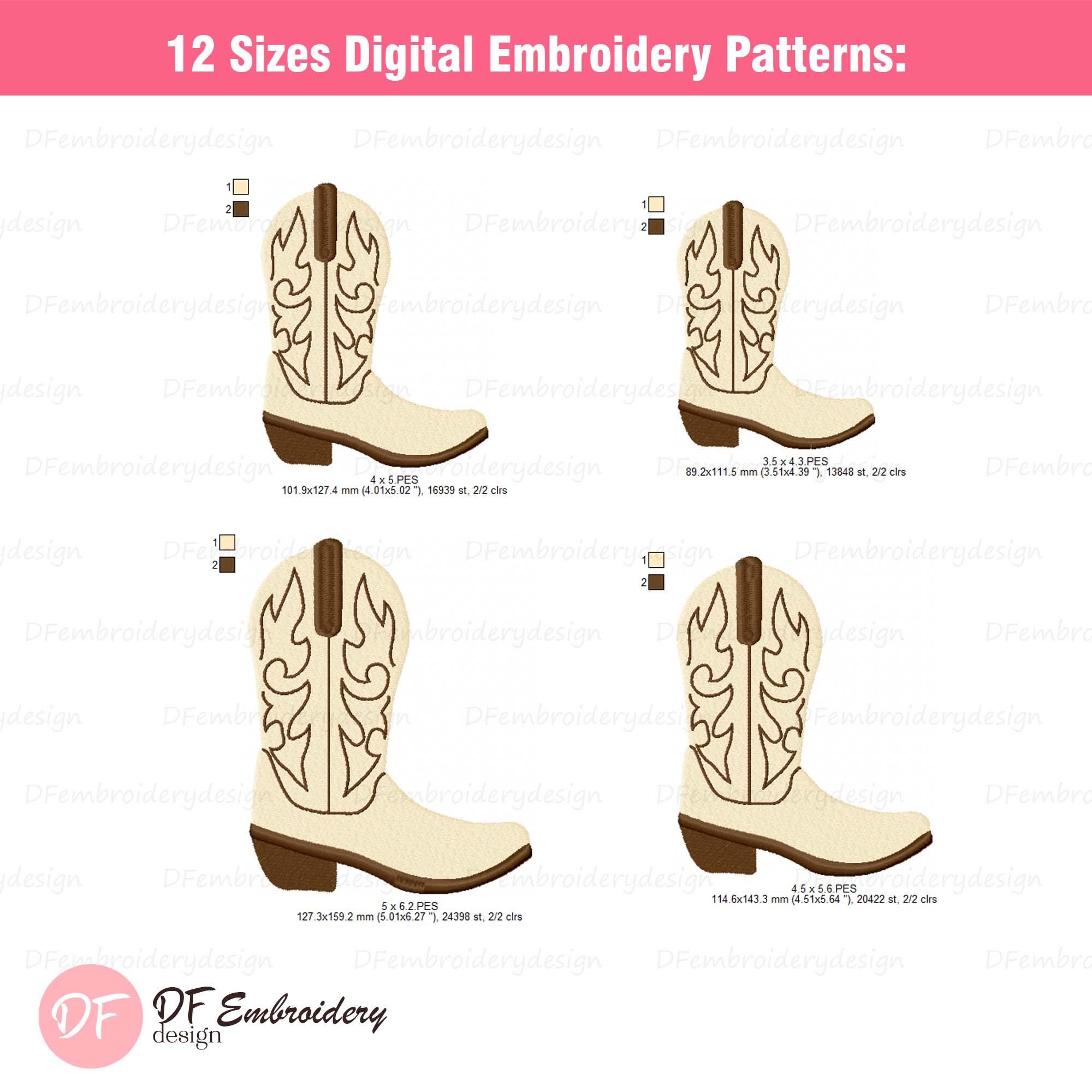 Cowboy Boot Embroidery Design, Western Rodeo Stitch, Country Cowboy ...