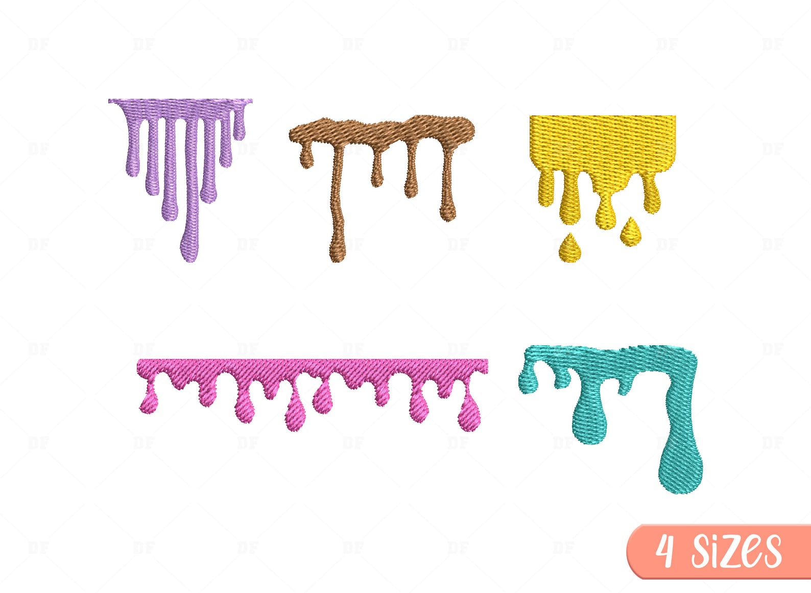 Dripping Embroidery Designs: Paint & Honey Drips, 4 Sizes (digital ...