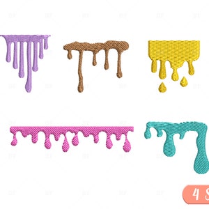 Dripping Stickmuster: Farbe & Honig Drips, 4 Grössen (Digitaler Download)