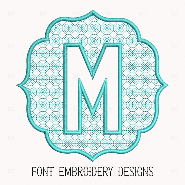 Font Embossed Embroidery Design, Monogram Alphabet Machine Embroidery Design, 3 Sizes