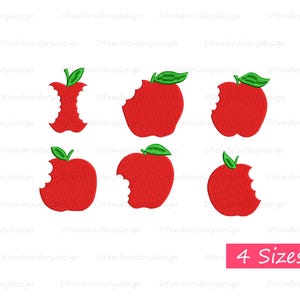 Mini Bitten Apple Embroidery Designs – Cute Apple Machine Embroidery Files – Embroidery fruit Apple Design – Instant Download – 4 Sizes