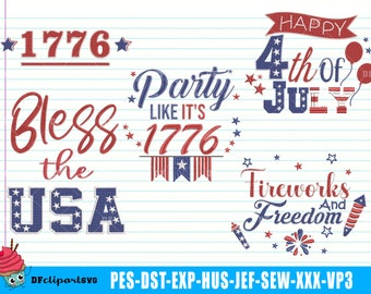 4th of July Embroidery Designs: Patriotic Machine Embroidery (Digital Download)