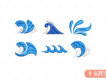 Wave Embroidery Designs: Mini Ocean Waves, 6 Designs (Digital Download)