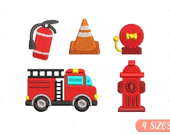Fireman Embroidery Design: Fire Truck, Hydrant, More! (Digital Download)
