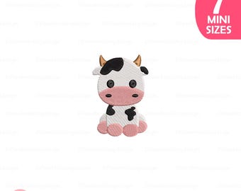 Mini Baby Cow Embroidery Design: Farm Animal Machine File (Instant Download)