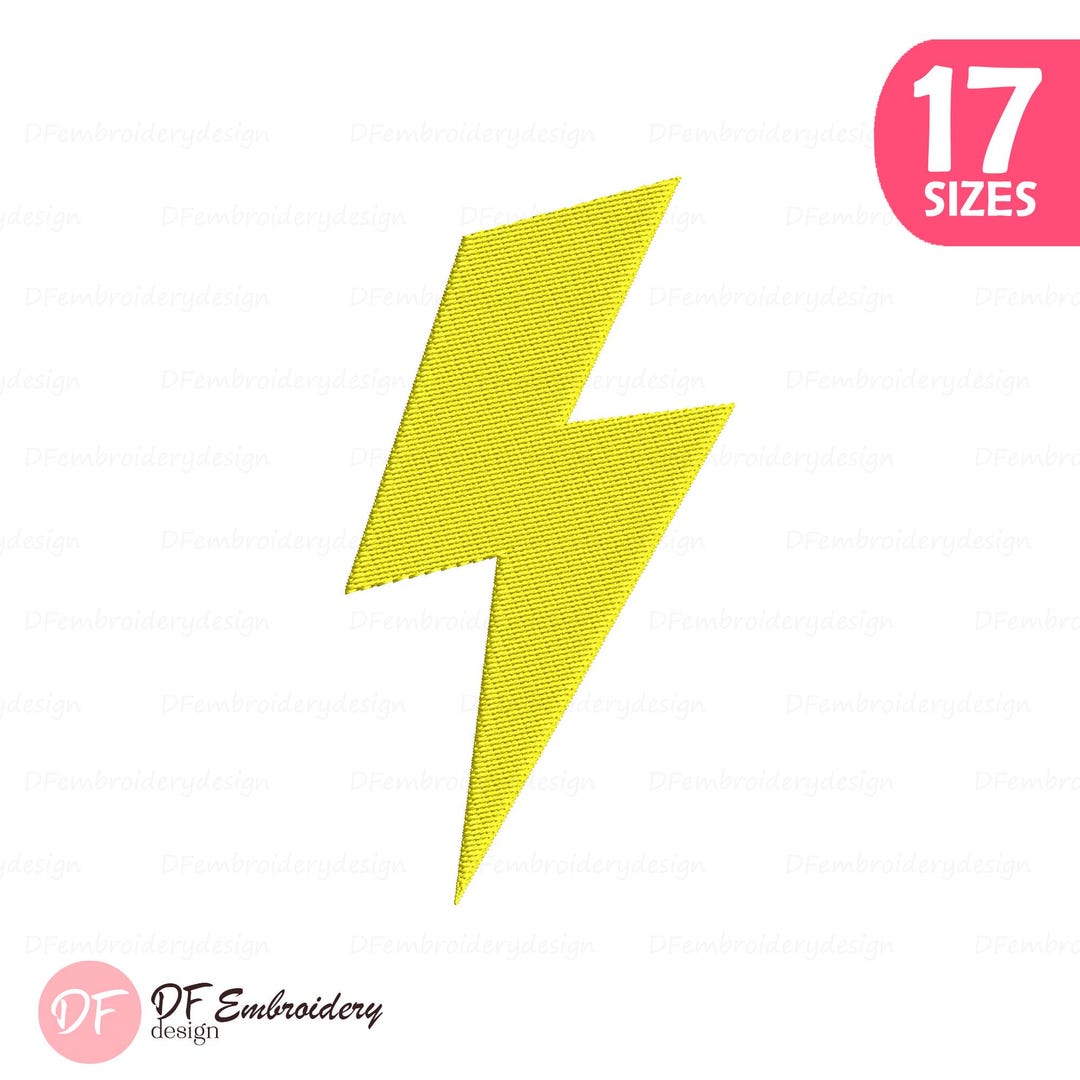 Lightning Bolt Embroidery Design, Electric Power Stitch (17 Sizes ...