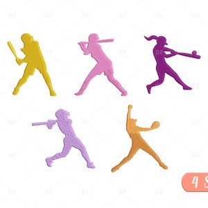 Softball Girl Silhouette Embroidery Design: Sport Bundle (Digital Download)