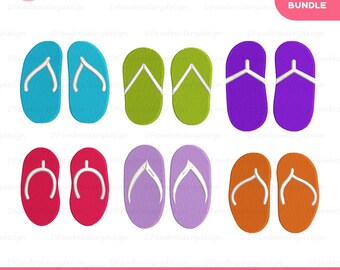 Mini Flip Flops Embroidery Design: Summer Pattern (4 Sizes)