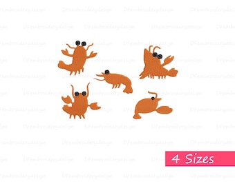 Cute Lobster Embroidery Designs, Seafood Applique (Digital Download)