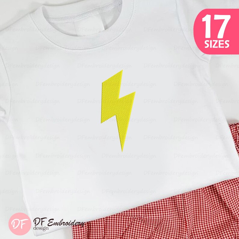 Lightning Bolt Embroidery Design, Electric Power Stitch (17 Sizes ...