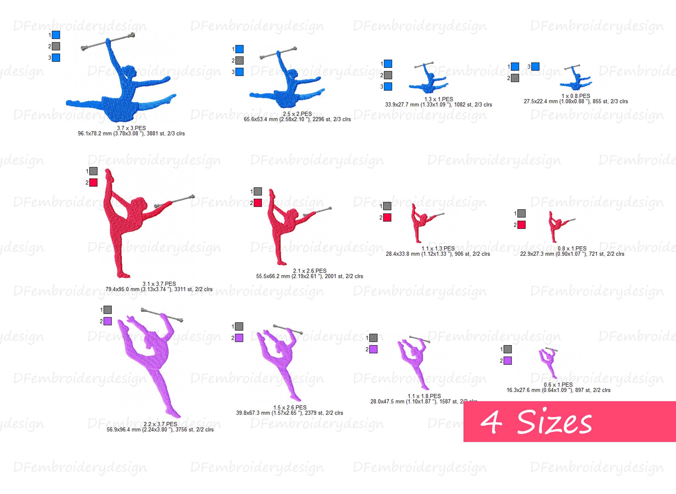 Baton Twirling Embroidery Designs: Majorette Machine Pattern (instant ...