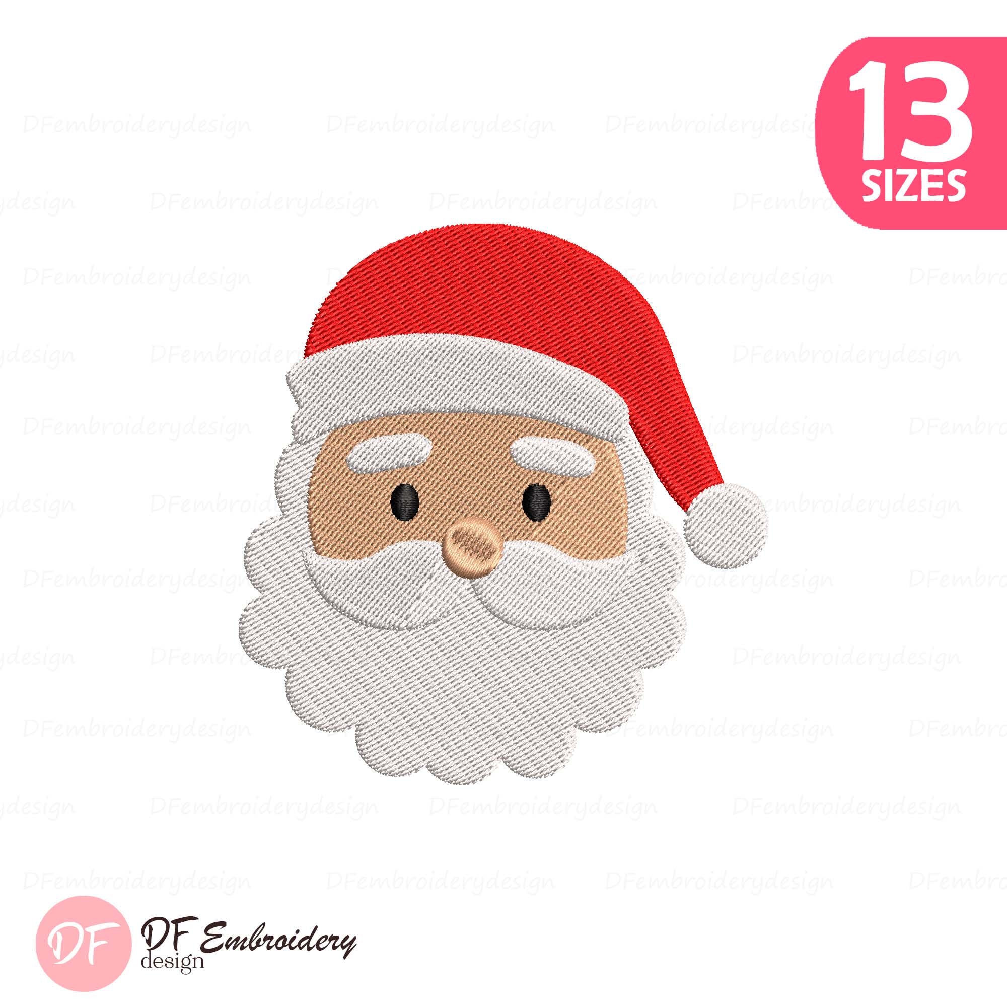 Santa Claus Face Embroidery Design: Christmas Holiday Pattern (Digital Download)