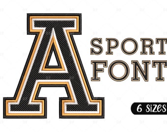 Sport Font Embroidery Design, Font embroidery designs, Letters embroidery designs, 6 Sizes
