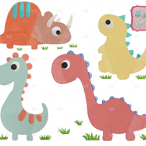 Dino Cute Embroidery Design,  Dinosaur Cute Embroidery, Dinosaur  Embroidery Bundle, 4 Size