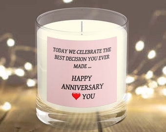 Bespoke China Anniversary Keepsake Candle For Him and Her Personalised 20th Wedding Anniversary White Pillar Candle For Husband and Wife
