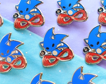 Pin de esmalte de erizo azul / 1,5 pulgadas / Regalo perfecto para amantes del anime y los videojuegos / Regalo para fanáticos del anime
