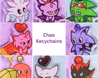 May include: A set of 10 colorful acrylic keychains featuring different characters from the Sonic the Hedgehog video game franchise. The keychains are all in a cartoon style and feature characters like Sonic, Tails, Knuckles, and Amy. The keychains are perfect for fans of the Sonic the Hedgehog franchise.