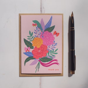 Jolie carte de remerciement bouquet floral