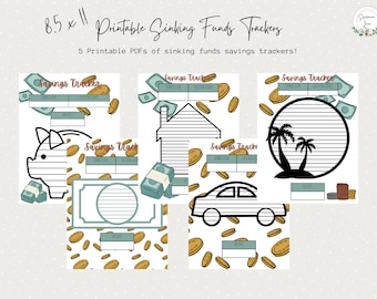 5 Savings Trackers | Printable | Savings Trackers Bundle | Sinking Funds | Sinking Funds Tracker | Savings | Track Savings | Sinking Funds