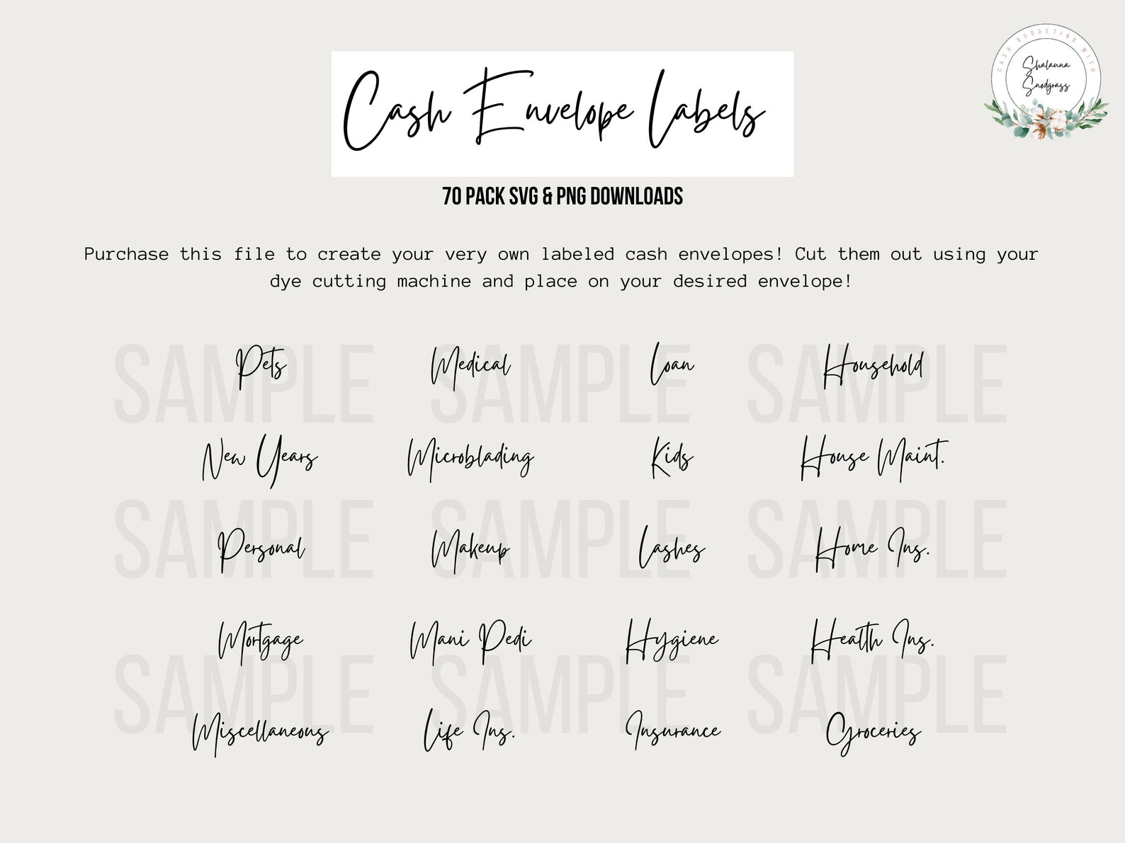 Cash Envelope Labels | SVG | PNG | Cash Budgeting | Budget by Paycheck ...