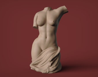 Torso femenino 3D STL: escultura corporal artística para impresión 3D
