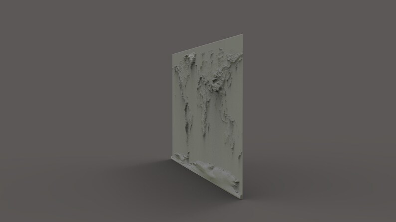 May include: A 3D printed world map with a textured surface. The map is gray and is mounted on a white wall.