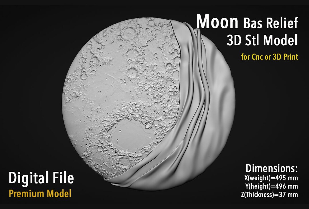 Basic Moon Stl Moon Bas Relief STL Model for CNC or 3D Printer (digital File) - Etsy ...
