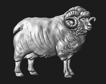 Ram Bas Relief 3D STL Model for CNC Router and 3D Printer Digital File