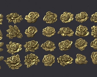 Roses relief set 3d stl model for cnc and 3d printer