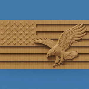 American Flag and Eagle 3D STL Model for CNC Router 3D Printer Engraver Carving Machine Artcam Aspire CNC Files
