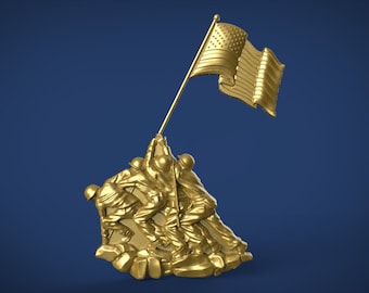 Iwo Jima Tribute: American Marine Hero 3D STL Model for CNC