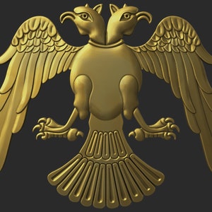 Zweiköpfiger Adler Flachrelief 3D STL Modell für CNC-Fräser oder 3D-Drucker-Digitaldatei
