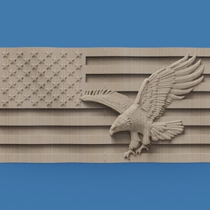 American Flag and Eagle 3D STL Model for CNC Router 3D Printer Engraver Carving Machine Artcam Aspire CNC Files