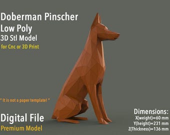 Doberman Pinscher Low Poly 3D STL Modelo para impresión 3D Archivo digital