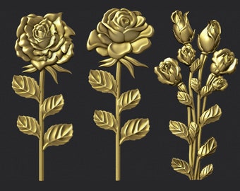 Roses set 3d stl model for cnc and 3d printer. 3D STL Model for CNC Router Engraver Carving Machine Artcam Aspire CNC Files
