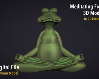 Meditating Frog 3D STL Model | Zen Sculpture (Digital Download)
