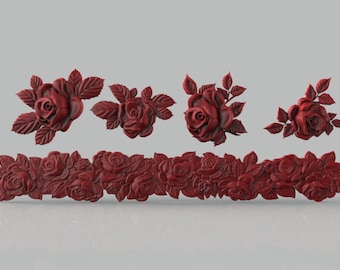 Rose set bas relief 3D STL Model for CNC Router 3D Printer Engraver Carving Machine Artcam Aspire CNC Files