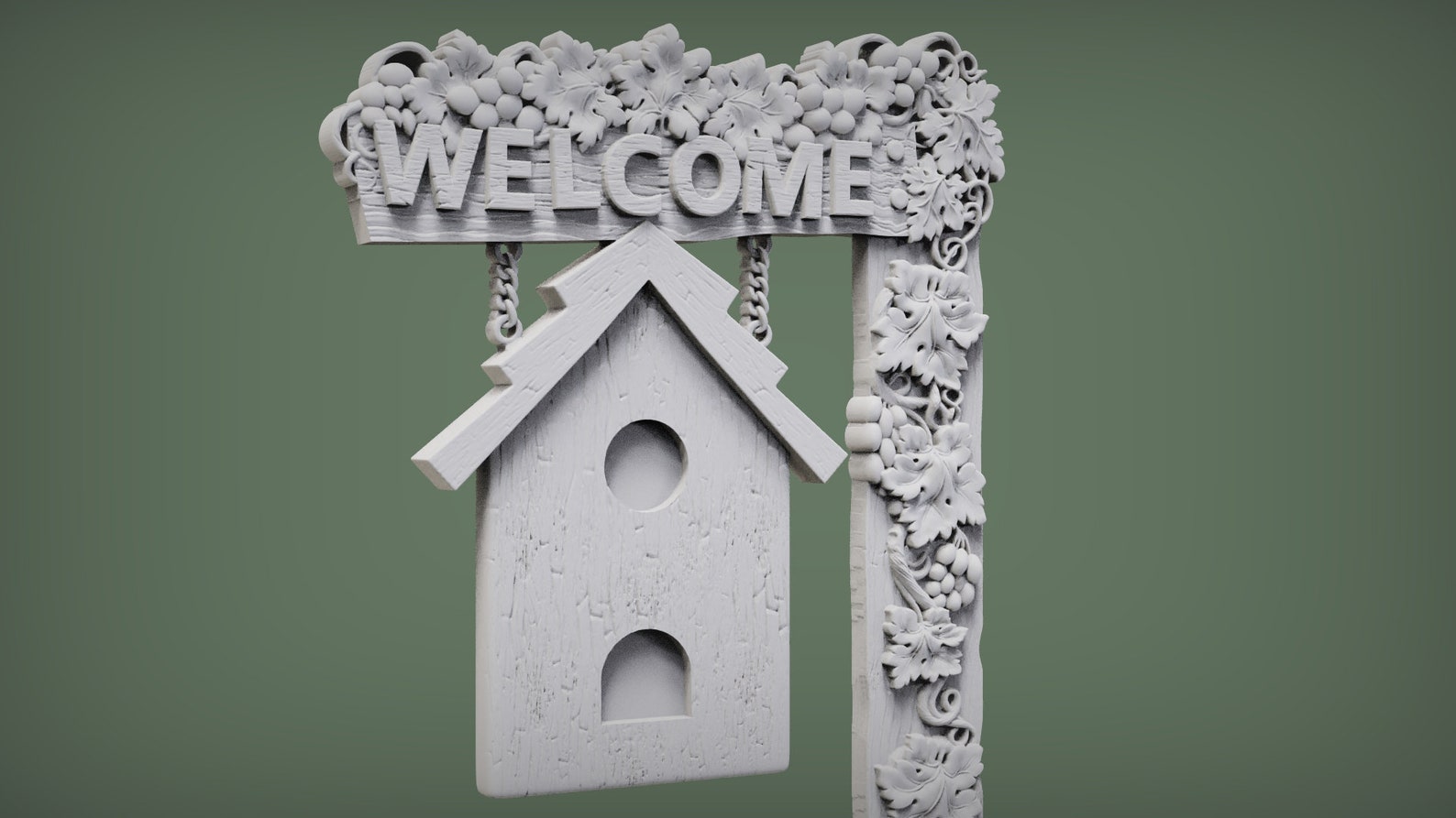 Welcome Sign Board With Bunch of Grapes 3D STL Model for CNC Router 3D ...
