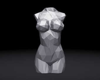 Weiblicher Torso Trianguliert stilisierte 3D-Modell digitale Datei