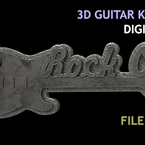 Guitar Keychain 3D STL Model for 3D printing or Cnc Milling, digital file