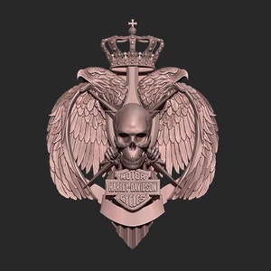 Motorcycle Skull Eagle Logo 3D STL Model for CNC