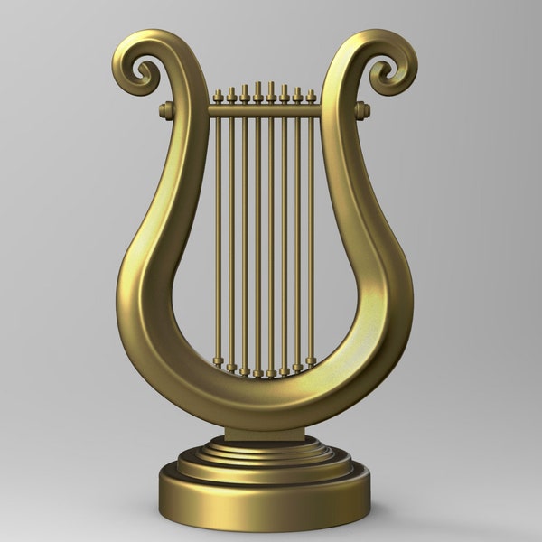 Golden Lyre 3d stl digital file, printable 3d model digital file