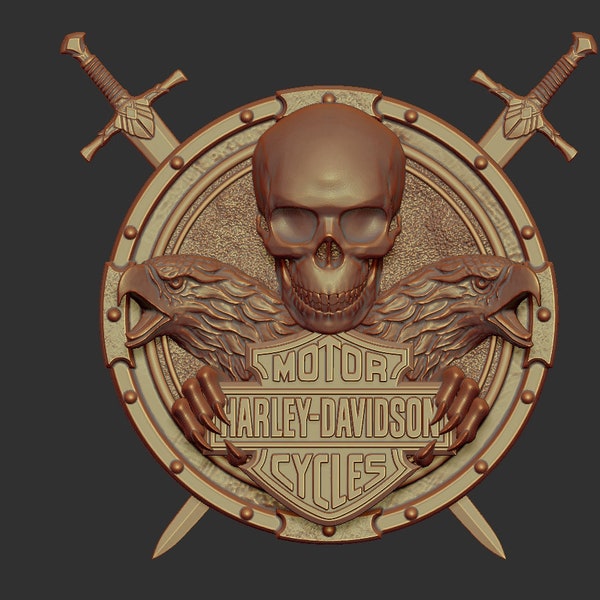 Motorcycle Club Logo Bas Relief stl model for cnc and 3d printer digital file