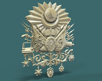Ottoman Empire Coat of Arms 3D STL Model: CNC Router/3D Printer File