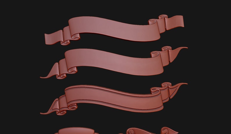 Ribbon Set 3D STL for CNC Router & 3D Printing | Wall Decor | Digital ...