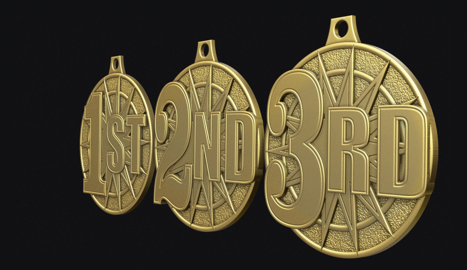 Award Medals Set 3D STL Model for CNC Router 3D Printer Engraver